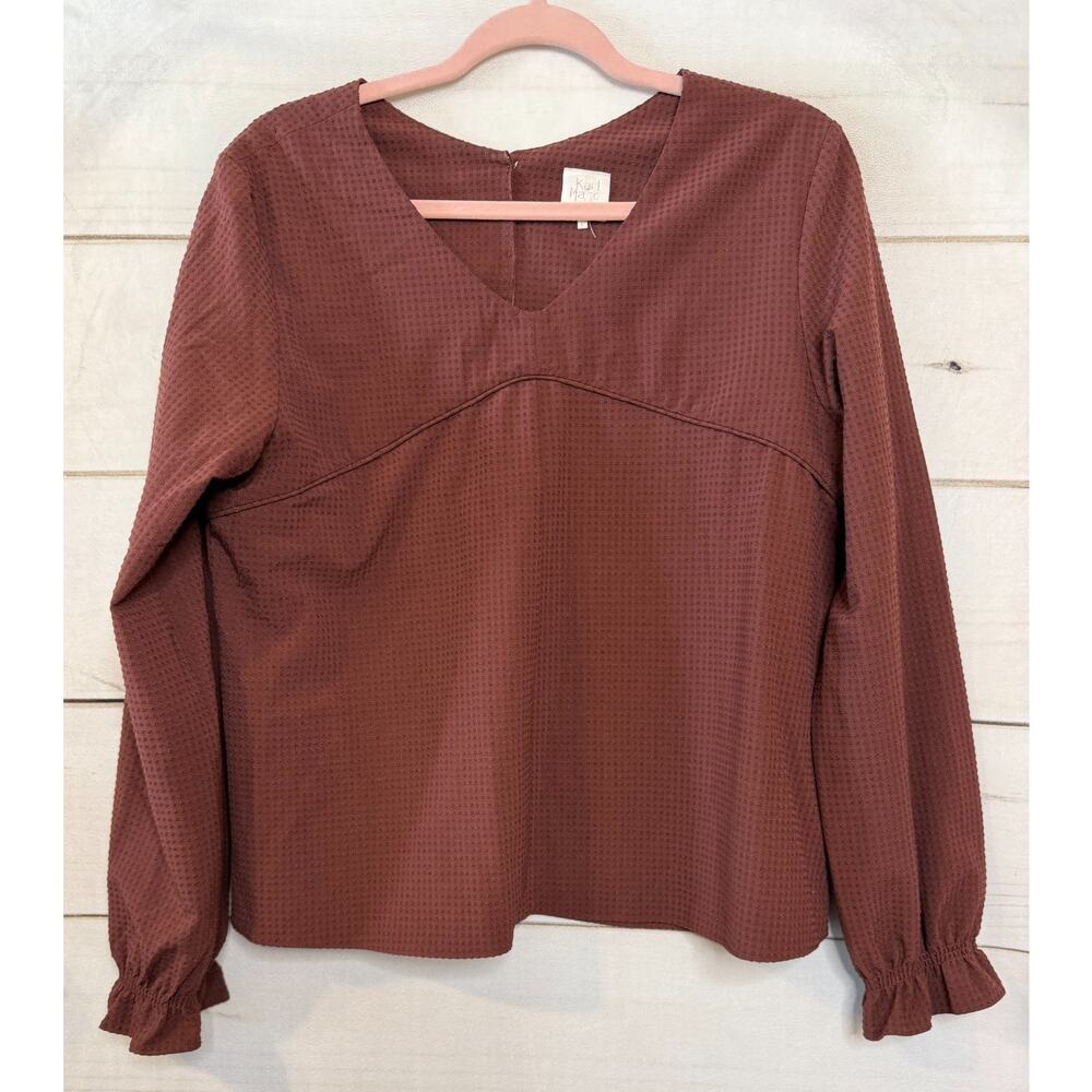 Karl Marc John L Blouse Maroon Ruffled Sleeve Ends Everyday Chic‎ Office to Out
